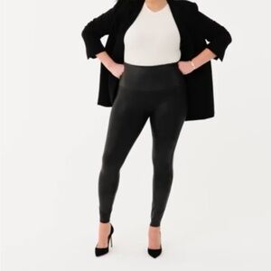 Faux Leather Black Pull On High Waisted Leggings XXL